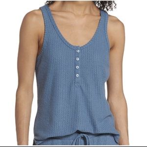 Women's Socialite Waffle Knit Henley Tank, Size X-Large